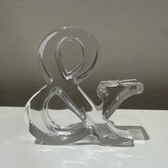 Tiffany & Co Etched Ampersand Crystal Paperweight - Picture 1 of 4